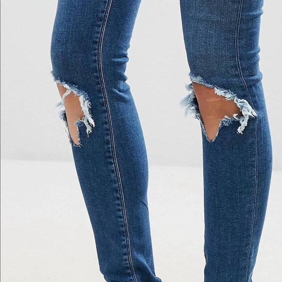 High Waist Busted Knee Distressed Skinny Jeans - Picture 4 of 5